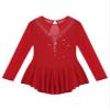 CHICTRY Girls Figure Ice Skating Dress Mesh Diamond Leotard Dance Dress Competition Gymnastics Costume Burgundy 8 Years view 3