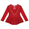 CHICTRY Girls Figure Ice Skating Dress Mesh Diamond Leotard Dance Dress Competition Gymnastics Costume Burgundy 8 Years view 4