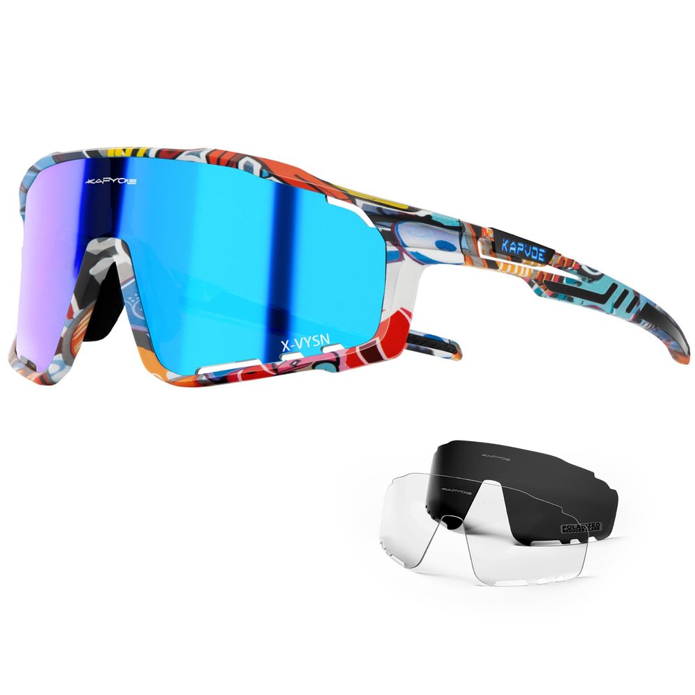 KAPVOE Polarized Cycling Glasses for Men Women Mountain Bike Sunglasses MTB Glasses TR90 Sport Sunglasses UV400 Protection Biking Bicycle Riding Running Triathlon Baseball Golf Cycle Blue