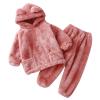 Toddler Kids Baby Girl Boy Clothes Winter Warm Fleece Hooded Bear Ear Sweatshirt Tops And Pants 2Pcs Newborn Baby Boy (Pink, 12-18 Months) view 1