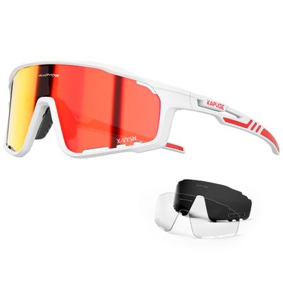 KAPVOE Polarized Cycling Glasses for Men Women Mountain Bike Sunglasses MTB Glasses TR90 Sport Sunglasses UV400 Protection Biking Bicycle Riding Running Triathlon Baseball Golf Cycle Red