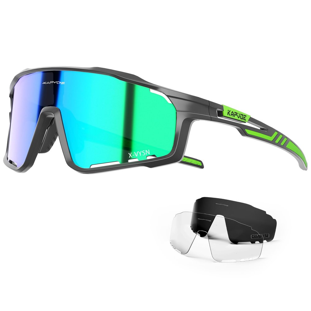 KAPVOE Polarized Cycling Glasses for Men Women Mountain Bike Sunglasses MTB Glasses TR90 Sport Sunglasses UV400 Protection Biking Bicycle Riding Running Triathlon Baseball Golf Cycle Goggles Green