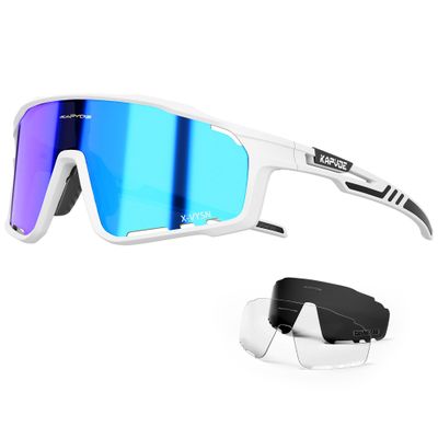 KAPVOE Polarized Cycling Glasses Men Women Mountain Bike Sunglasses MTB Glasses TR90 Sport Biking Sunglasses Bicycle Riding Goggles Road Cycling Running Golf Cycle Blue