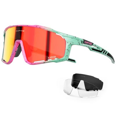 KAPVOE Polarized Cycling Glasses for Men Women Mountain Bike Sunglasses MTB Glasses TR90 Sport Sunglasses UV400 Protection Biking Bicycle Riding Running Triathlon Baseball Golf Cycle Goggles Red