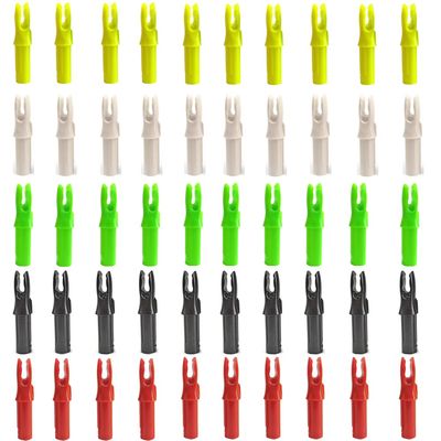 ZSHJGJR 50 Pack Archery Arrow Nock ID 6.2mm/.244" Plastic Insert Arrow Nocks Tail for DIY Hunting Shooting Arrows (Multi-Color-2)