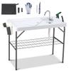 Dragosum Outdoor Sink Fish Cleaning Table Portable Camping Table with Faucet Hose Hook Up Grid Rack, Fish Fillet Camping Sink Table, Fish Cleaning Kit for Picnic Beach Patio view 1