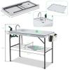 Dragosum Outdoor Sink Fish Cleaning Table Portable Camping Table with Faucet Hose Hook Up Grid Rack, Fish Fillet Camping Sink Table, Fish Cleaning Kit for Picnic Beach Patio view 2