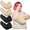 Crowye 8 Pieces Plus Size Full Arm Sleeves UV Sun Tattoo Arm Sleeve Cooling Arm Compression Covers Tattoo Cover Up for Women Men (Black, Beige) view 1
