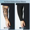 Crowye 8 Pieces Plus Size Full Arm Sleeves UV Sun Tattoo Arm Sleeve Cooling Arm Compression Covers Tattoo Cover Up for Women Men (Black, Beige) view 2