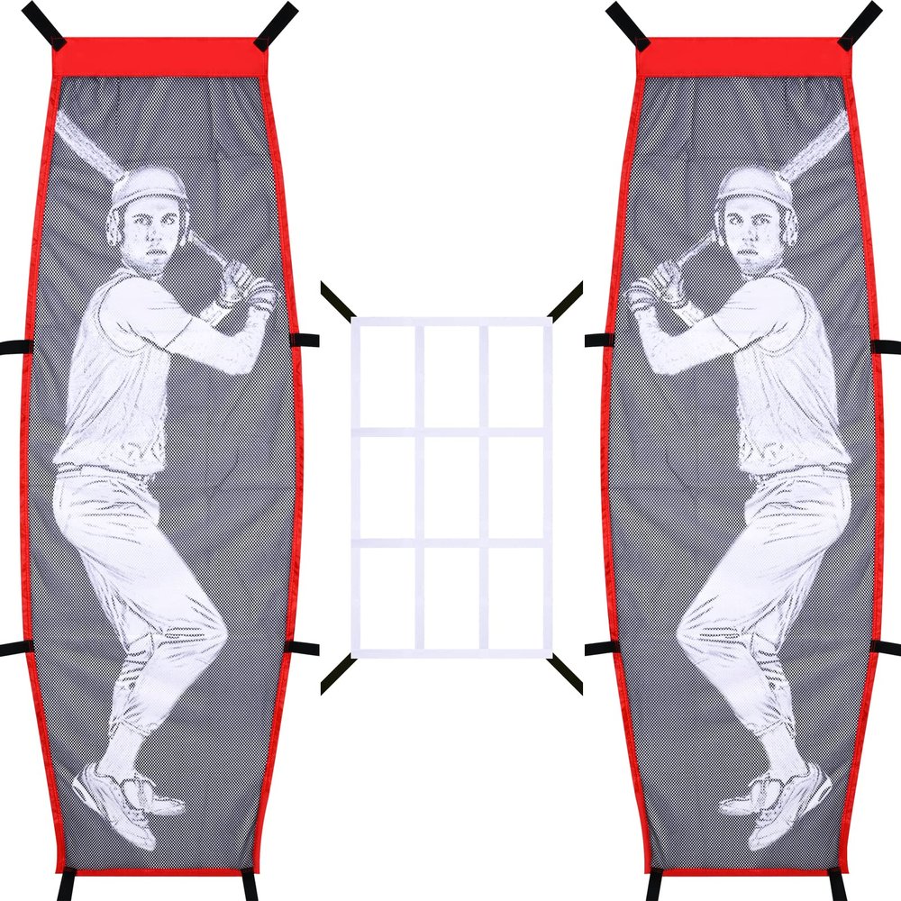 VAIPI Baseball Softball Pitching Target Dummy Batter Strike Zone Net Batting Cage Aid Training Equipment Sport Practice for Hitting and Improved Accuracy Red, Grey, White