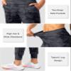 Soothfeel Women's Joggers with Zipper Pockets High Waisted Athletic Workout Yoga Pants Joggers for Women Grey Camo view 4