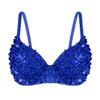 Kvysinly Women's Sparkle Belly Dance Costume Bra Top Sequin Rave Dance Crop Tops Party Club Wear Blue Medium view 1
