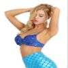 Kvysinly Women's Sparkle Belly Dance Costume Bra Top Sequin Rave Dance Crop Tops Party Club Wear Blue Medium view 3