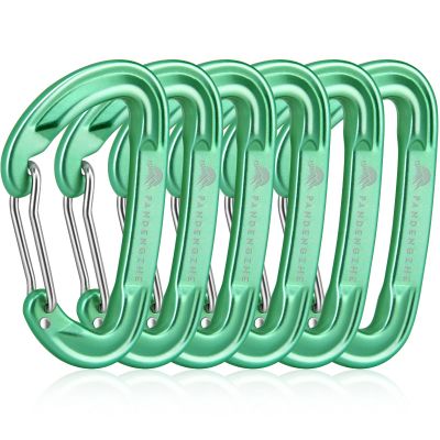 PANDENGZHE 6pcs Small Carabiner Clips, 9KN (2023lbs) Heavy Duty, Lightweight Carabiner for Camping, Hiking, Keychain, Gym, Dog Leash (Green)