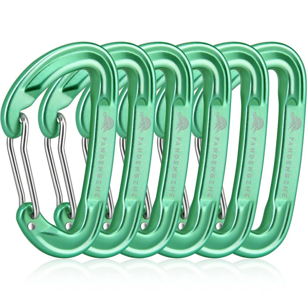 PANDENGZHE 6pcs Small Carabiner Clips, 9KN (2023lbs) Heavy Duty, Lightweight Carabiner for Camping, Hiking, Keychain, Gym, Dog Leash (Green)