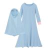 Muslim Islamic Baby Girls' Ramadan Abaya With Hijab Full Length Robe Burka Maxi Little Kid Toddler Baby Birthday Shirt (Sky Blue, 7-8 Years) view 1