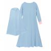 Muslim Islamic Baby Girls' Ramadan Abaya With Hijab Full Length Robe Burka Maxi Little Kid Toddler Baby Birthday Shirt (Sky Blue, 7-8 Years) view 3