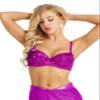 Kvysinly Women's Sparkle Belly Dance Costume Bra Top Sequin Rave Dance Crop Tops Party Club Wear Rose Small view 2