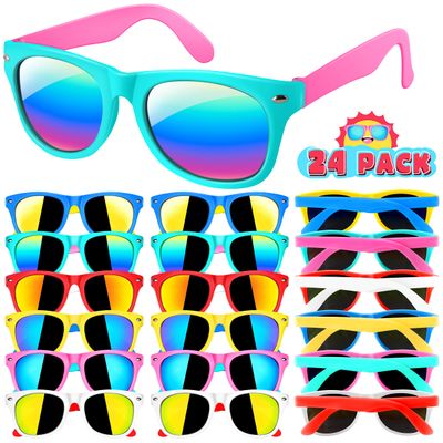 GIFTINBOX Kids Sunglasses Bulk, 24Pack Kids Sunglasses Party Favor with UV Protection for Boys Girls, Birthday Party Supplies for Beach Pool Goody Bag Toy Gift for Kids 3-8