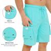 REDTURKEY Men's Swim Trunks Board Shorts Quick Dry Mens Swimming Trunks with Compression Liner Swimwear Bathing Suits with Side Pockets Lake Blue view 3