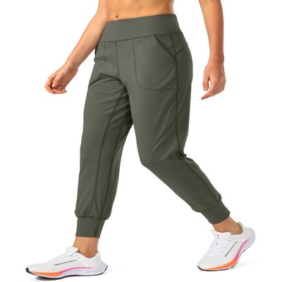 Soothfeel Women's Joggers with Zipper Pockets High Waisted Athletic Workout Yoga Pants Joggers for Women Army Green