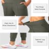 Soothfeel Women's Joggers with Zipper Pockets High Waisted Athletic Workout Yoga Pants Joggers for Women Army Green view 4