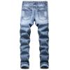 Men's Ripped Simple Non-Elastic Cotton Jeans Slim Fit Stretch Distressed Jeans Classic Straight Fit Denim Pants (Blue,30) view 2