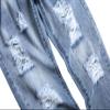 Men's Ripped Simple Non-Elastic Cotton Jeans Slim Fit Stretch Distressed Jeans Classic Straight Fit Denim Pants (Blue,30) view 3