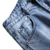 Men's Ripped Simple Non-Elastic Cotton Jeans Slim Fit Stretch Distressed Jeans Classic Straight Fit Denim Pants (Blue,30) view 4