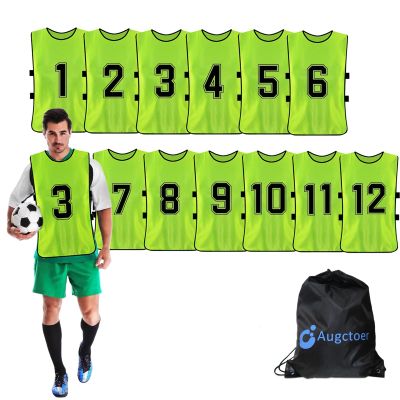 Augctoer Scrimmage Vest Sports Pinnies,Practice Vests,Team Practice Jerseys, Training Pennies for Sports Youth Adult 12pcs (Green, XL)