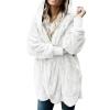 Womens Oversized Sherpa Coat Long Sleeve Fuzzy Fleece Open Front Hoodie Fall Winter Warm Fluffy Cardigan Outwear (White,XX-Large) view 1