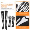 ABOOFAN 1 Set Long Accessory Knee Stockings Cosplay for Thigh Full Stylish Pattern Fashion and Party Costume High Skeleton Socks Gras Mardi Finger Halloween Bones Gloves view 3