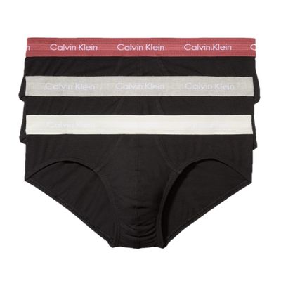 Calvin Klein Men's Cotton Stretch 3-Pack Hip Brief, Black Bodies W/Grey Heather, Silver Birch, Raspberry Blush, X-Large