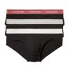 Calvin Klein Men's Cotton Stretch 3-Pack Hip Brief, Black Bodies W/Grey Heather, Silver Birch, Raspberry Blush, X-Large view 1