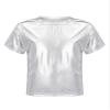 Hansber Kids Boys Girls Shiny Metallic T-Shirts Round Neck Short Sleeve Dance Tops Stage Performance Costume Metallic,Silver 11-12 view 1