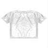 Hansber Kids Boys Girls Shiny Metallic T-Shirts Round Neck Short Sleeve Dance Tops Stage Performance Costume Metallic,Silver 11-12 view 4