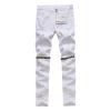 DGHM-JLMY Men's Jeans with Holes Zip Pants Moto Biker Jeans Distressed with Zipper Ripped Straight Fit Zipper Jeans Destroyed (White,28) view 1