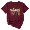 ADANTI Vintage 1978 Shirt for Women 45th Birthday Gift T-Shirts Funny 45 Years Old Birthday Party Tops Blouse Wine view 1