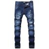 Men's Ripped Elastic Slim Jeans Fit Distressed Straight Leg Fashion Denim Pants Classic with Holes Jeans (Dark Blue,28) view 1