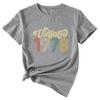 ADANTI Vintage 1978 Shirt for Women 45th Birthday Gift T-Shirts Funny 45 Years Old Birthday Party Tops Blouse Grey view 1