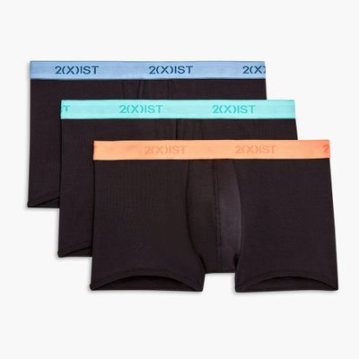 2(X)IST 3-Pack Essential No-Show Trunk Black Aruba Blue/Black Blue Bell/Black Peach Pie XL