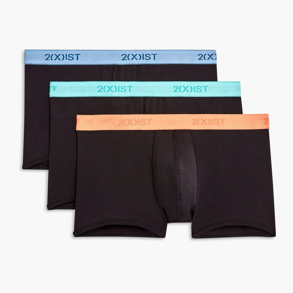 2(X)IST 3-Pack Essential No-Show Trunk Black Aruba Blue/Black Blue Bell/Black Peach Pie XL
