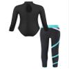 TiaoBug Kids Girls Long Sleeves Gymnastics Ballet Dance Leotard and Leggings Athletic Dancewear Activewear Set Green 7-8 Years view 2