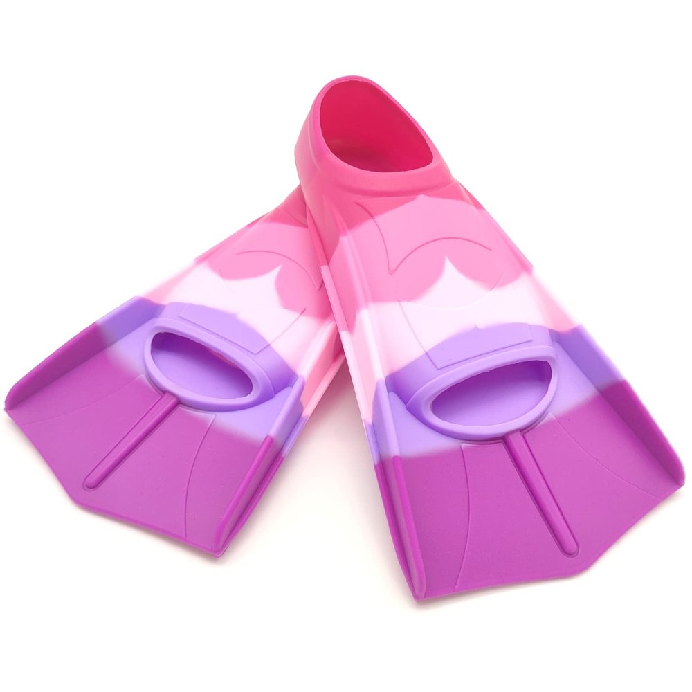 Swimming Training Fins,Kids Swim Fins,Comfortable Swimming Flippers Suitable for Children,Beginners,Girls,Boys,Adults (XXXS, 2C-Rosered)