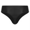Daenrui Men's Shiny Elastic Waistband Underwear Swim Briefs Bikini Briefs Thong Swimsuit Swimwear Black Large view 2
