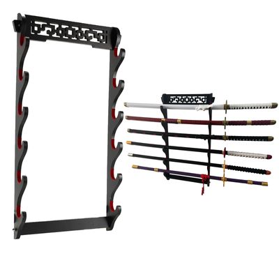 GUIIYLGG Sword Holder Katana Wall Mount - 6 Tier Samurai Sword Display Rack Wand Wakizashi Tanto Wall Hanger Sword Rack Sword Stand Display