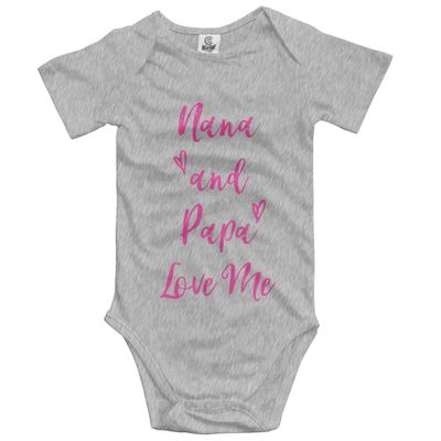 Yeavomeny Nana and Papa Love Me Baby Bodysuit Short Sleeve Playsuit Infant Clothes