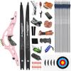 62" Takedown Recurve Bow Arrows Kit 30-60lbs Hunting Bow Metal Riser Longbow for Adult Youth Outdoor Shooting Right Hand (30Lbs, Pink) view 1