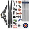 62" Takedown Recurve Bow Arrows Kit 30-60lbs Hunting Bow Metal Riser Longbow for Adult Youth Outdoor Shooting Right Hand (60Lbs, Black) view 1