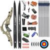 62" Takedown Recurve Bow Arrows Kit 30-60lbs Hunting Bow Metal Riser Longbow for Adult Youth Outdoor Shooting Right Hand (30Lbs, Gray-Green) view 1